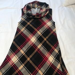 Plaid cowl neck dress